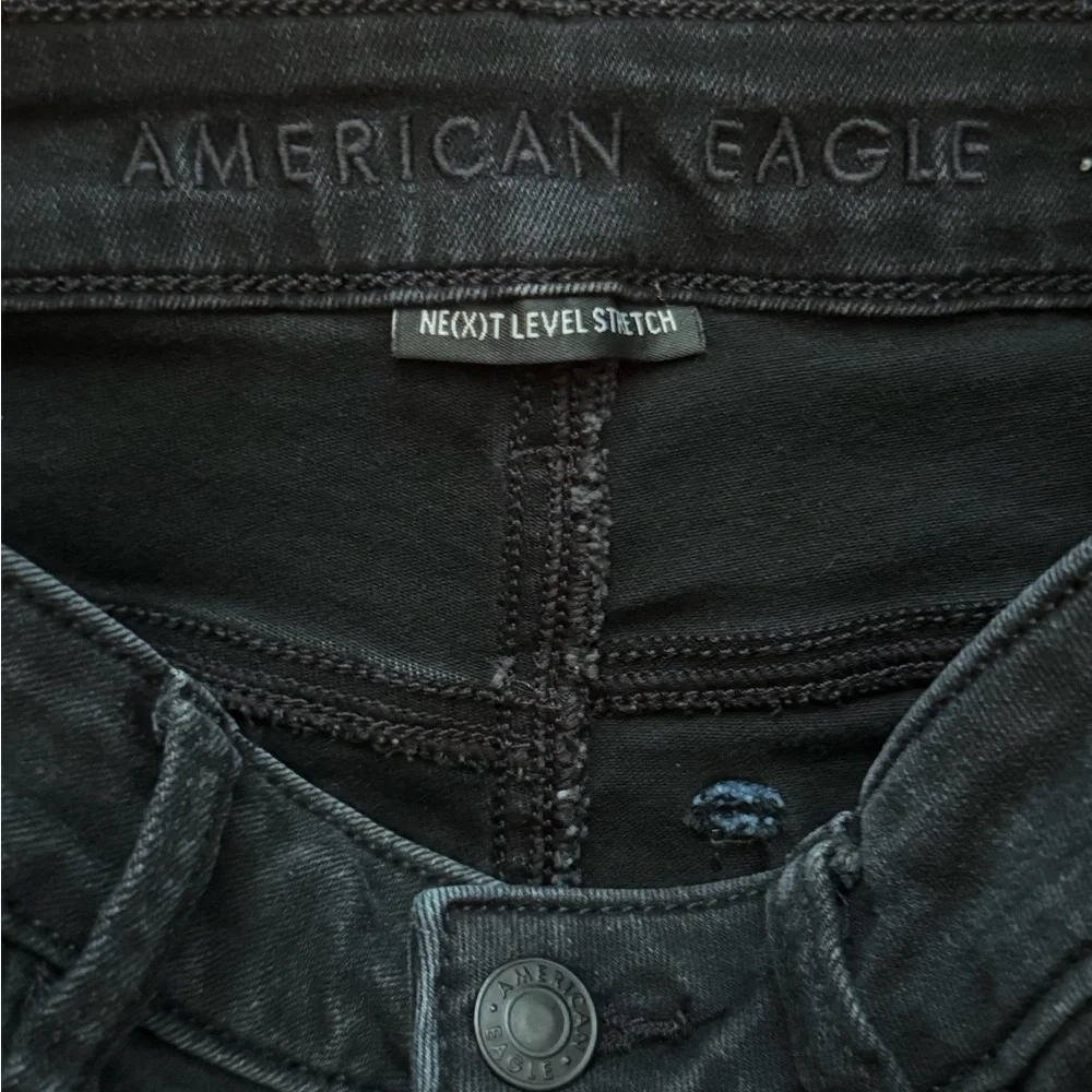 American Eagle‎ Black Distressed Next Level Stretch Skinny Jeans 4 (girls Sz 14)